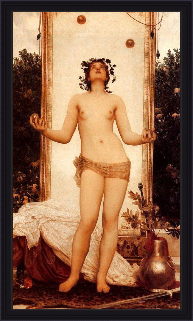 Framed Lord Frederick Leighton the antique juggling girl painting