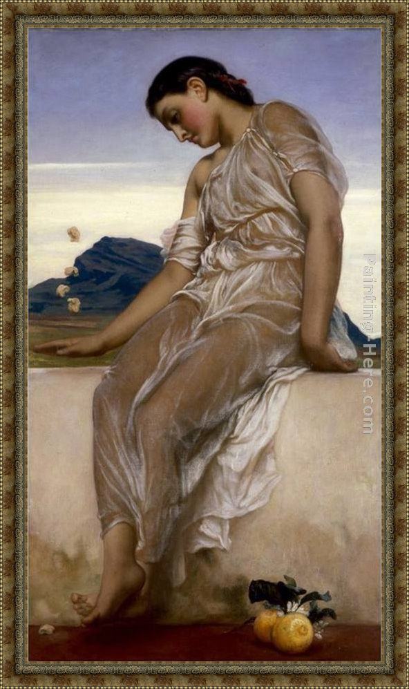 Framed Lord Frederick Leighton the knucklebone player painting