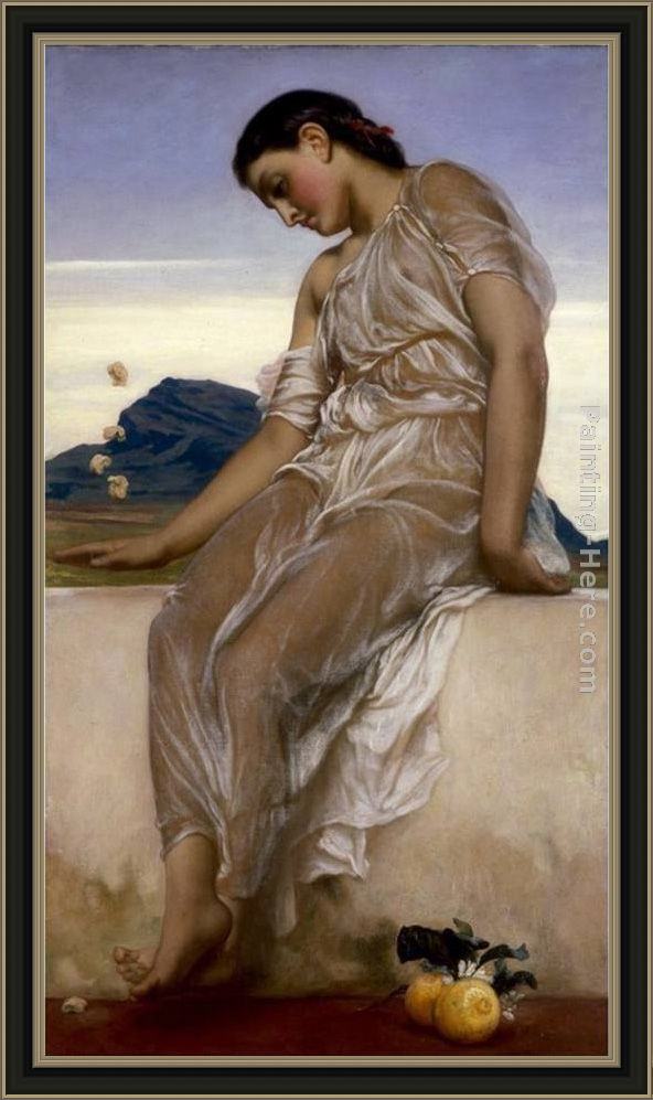 Framed Lord Frederick Leighton the knucklebone player painting