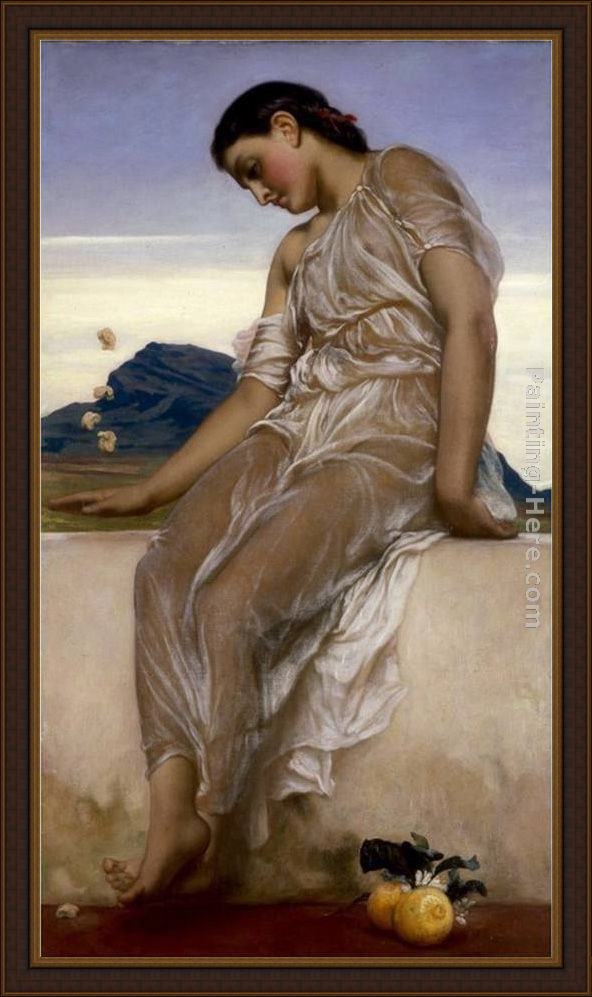 Framed Lord Frederick Leighton the knucklebone player painting