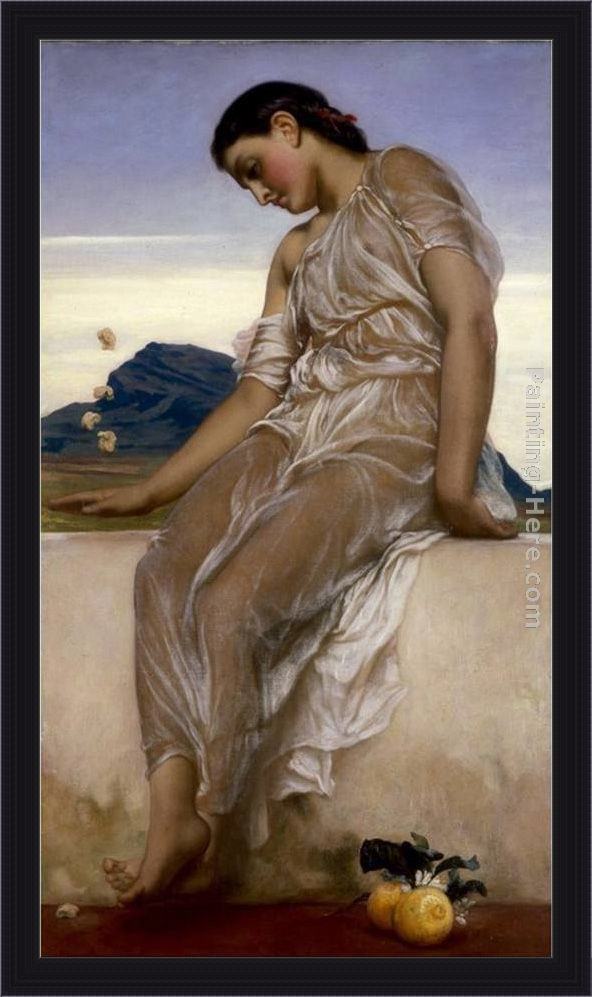 Framed Lord Frederick Leighton the knucklebone player painting