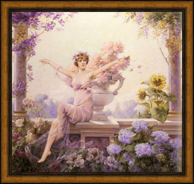 Framed Louise Abbema abbema flora painting