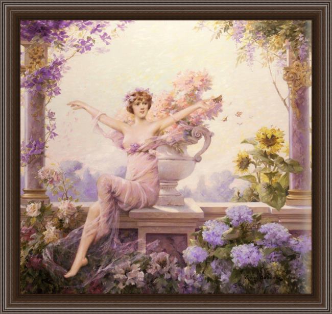 Framed Louise Abbema abbema flora painting