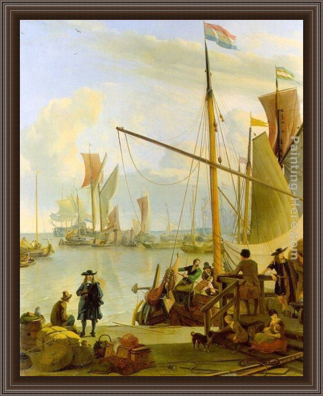 Framed Ludolf Backhuysen view from the mussel pier in amsterdam painting