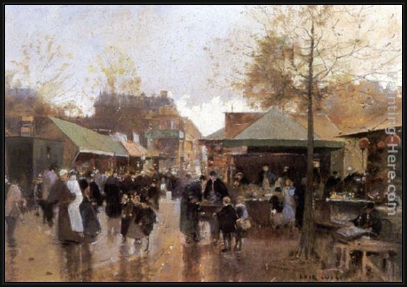 Framed Luigi Loir le marcheaux puces porte de clingna court painting