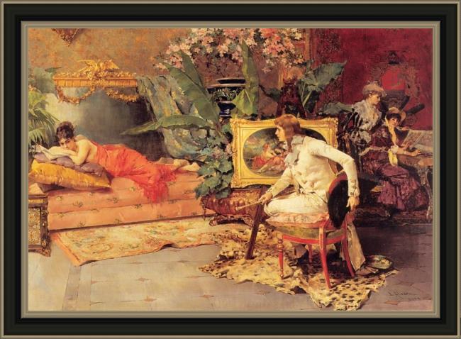 Framed Luis Alvarez Catala the artist's model painting