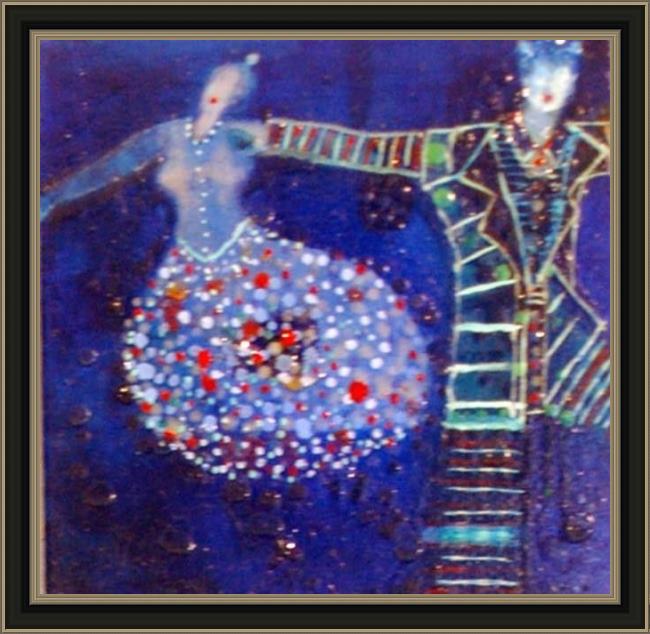 Framed Lyndal Campbell untitled dancing painting