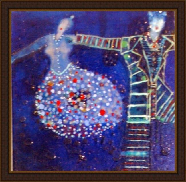 Framed Lyndal Campbell untitled dancing painting
