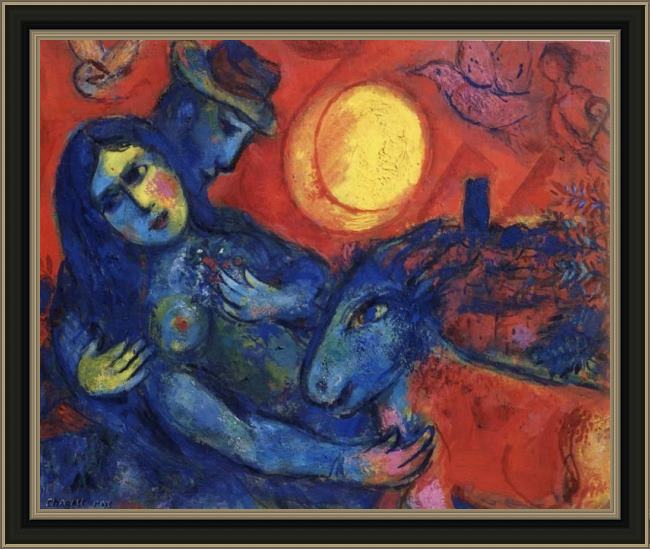 Framed Marc Chagall big sun painting