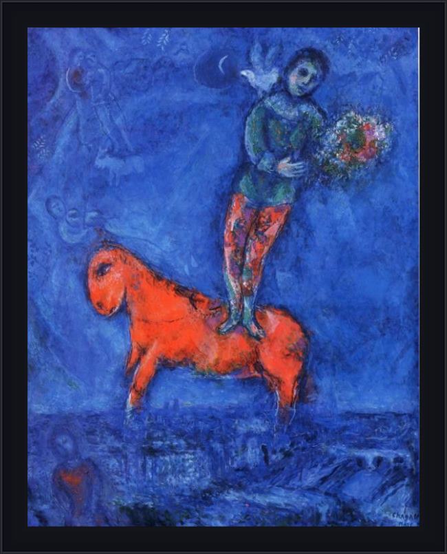 Framed Marc Chagall child with a dove painting