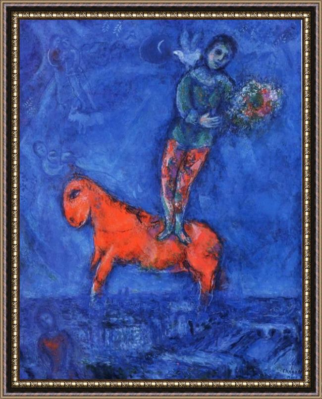 Framed Marc Chagall child with a dove painting