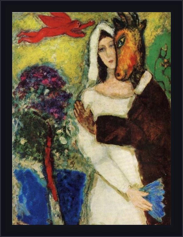 Framed Marc Chagall midsummer night's dream painting