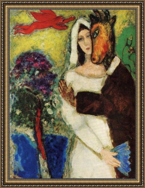 Framed Marc Chagall midsummer night's dream painting