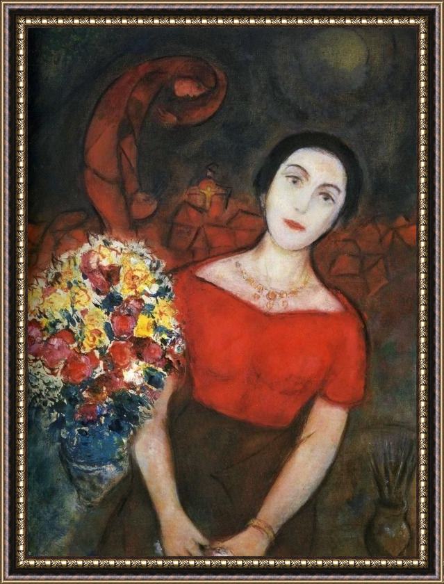 Framed Marc Chagall portrait of vava painting