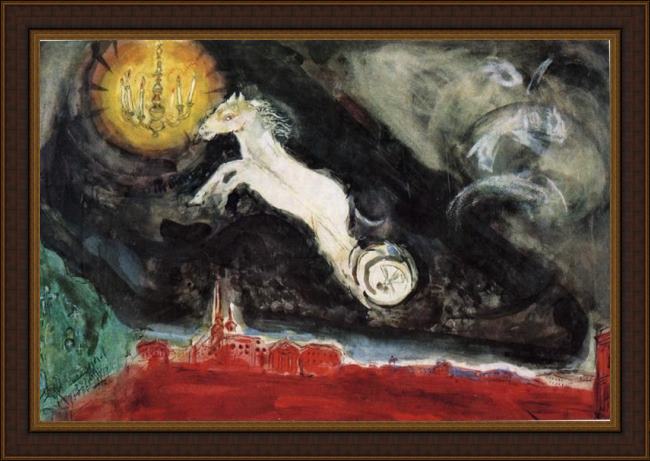Framed Marc Chagall scene design for the finale of the ballet aleko painting
