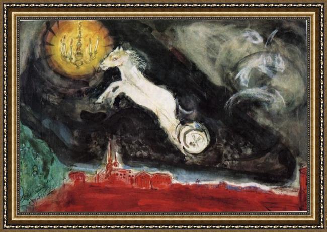 Framed Marc Chagall scene design for the finale of the ballet aleko painting