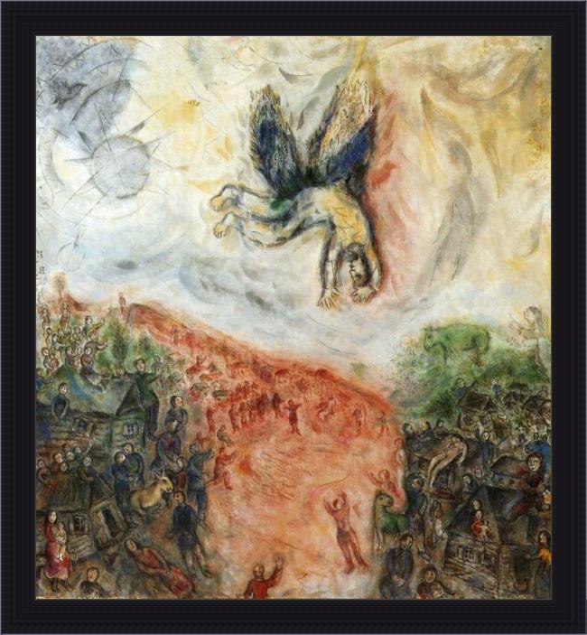 Framed Marc Chagall the fall of icarus painting