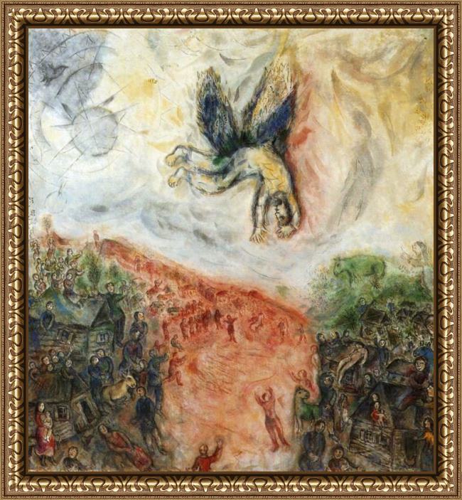 Framed Marc Chagall the fall of icarus painting