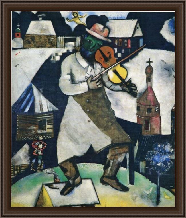 Framed Marc Chagall the fiddler painting