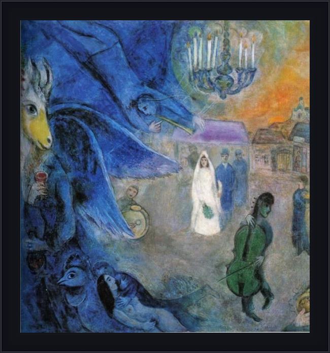 Framed Marc Chagall the wedding candles painting