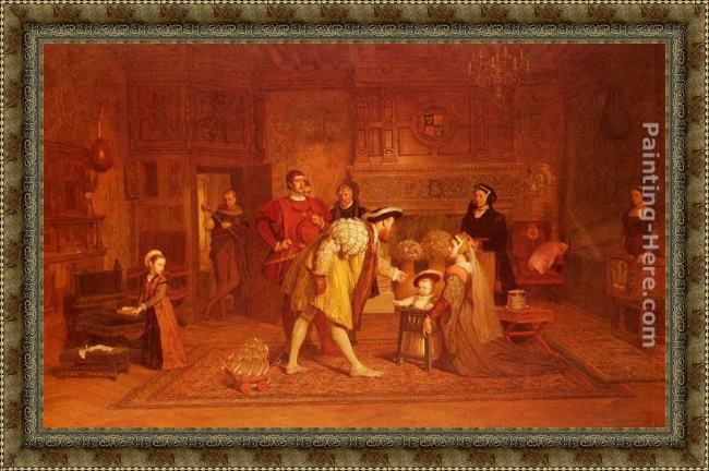 Framed Marcus Stone the royal nursery 1538 painting