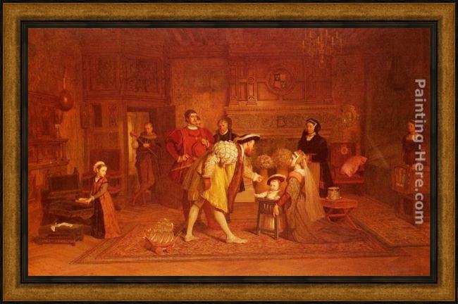 Framed Marcus Stone the royal nursery 1538 painting