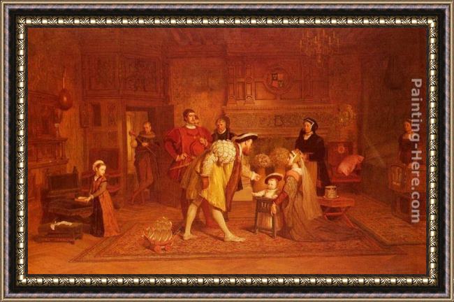 Framed Marcus Stone the royal nursery 1538 painting