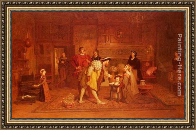 Framed Marcus Stone the royal nursery 1538 painting