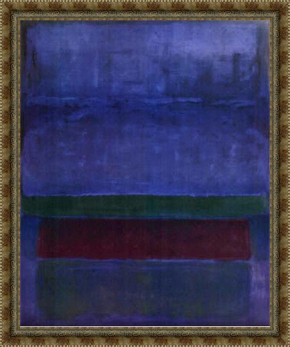 Framed Mark Rothko blue green and brown painting