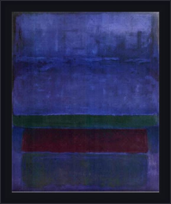 Framed Mark Rothko blue green and brown painting