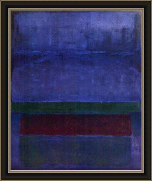 Framed Mark Rothko blue green and brown painting