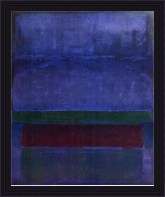 Framed Mark Rothko blue green and brown painting