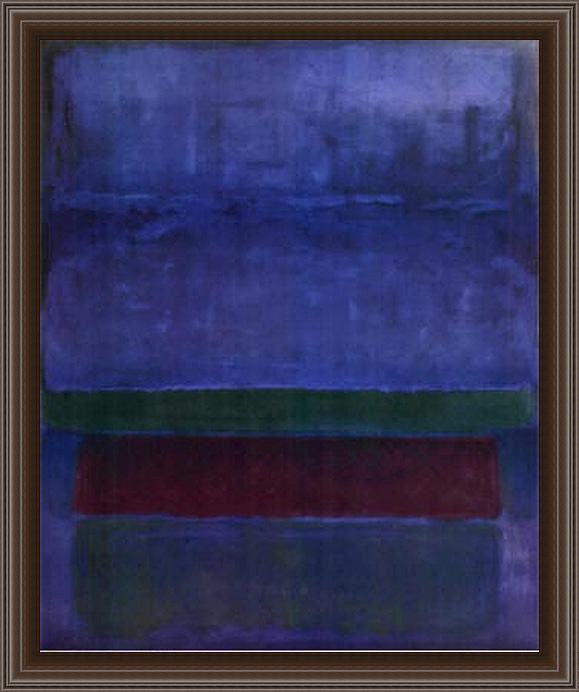 Framed Mark Rothko blue green and brown painting