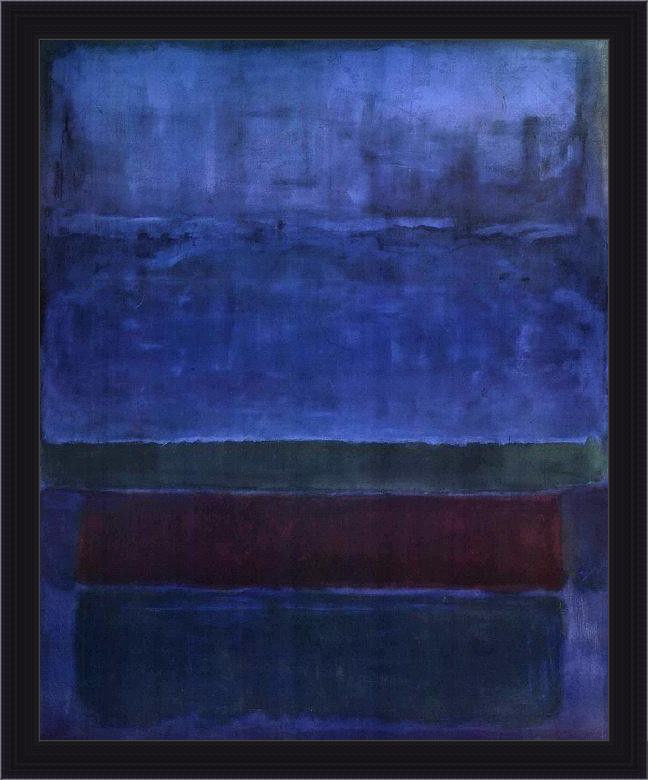 Framed Mark Rothko blue green and brown 1951 painting