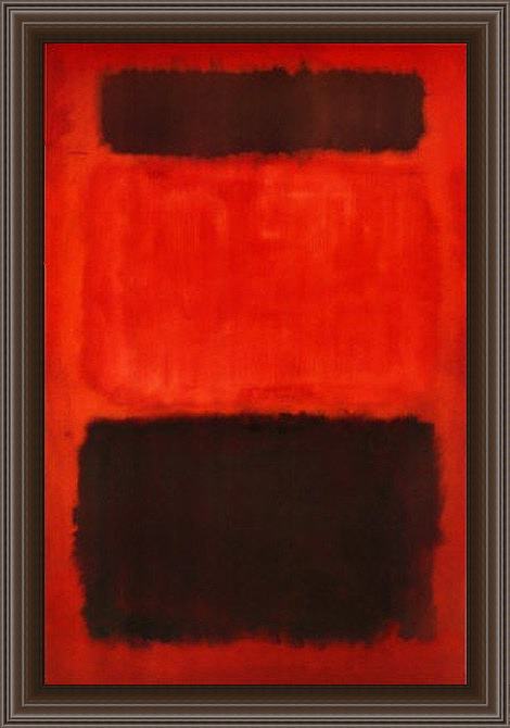 Framed Mark Rothko brown and black in reds 1957 painting