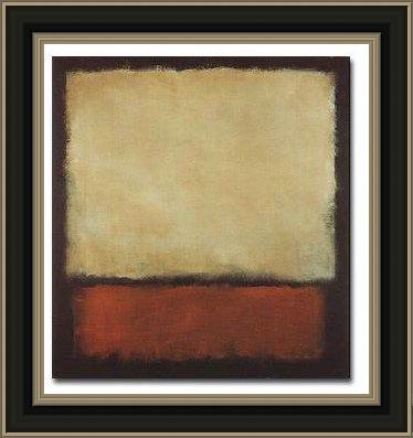 Framed Mark Rothko dark brown gray and orange painting