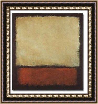 Framed Mark Rothko dark brown gray and orange painting