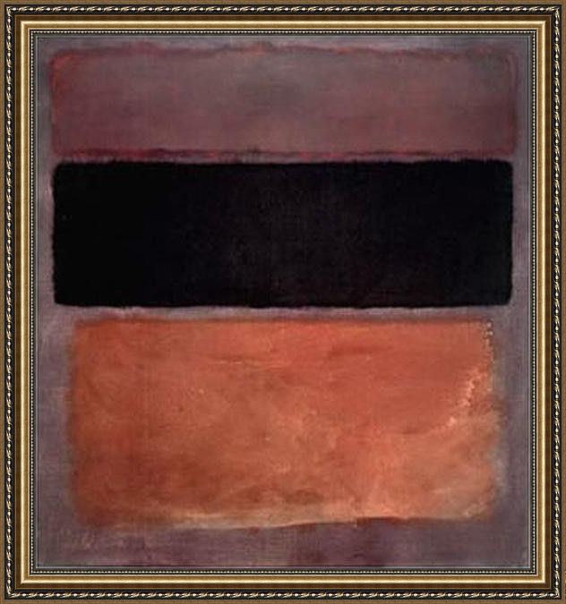 Framed Mark Rothko no 10 brown black sienna on dark wine 1963 painting