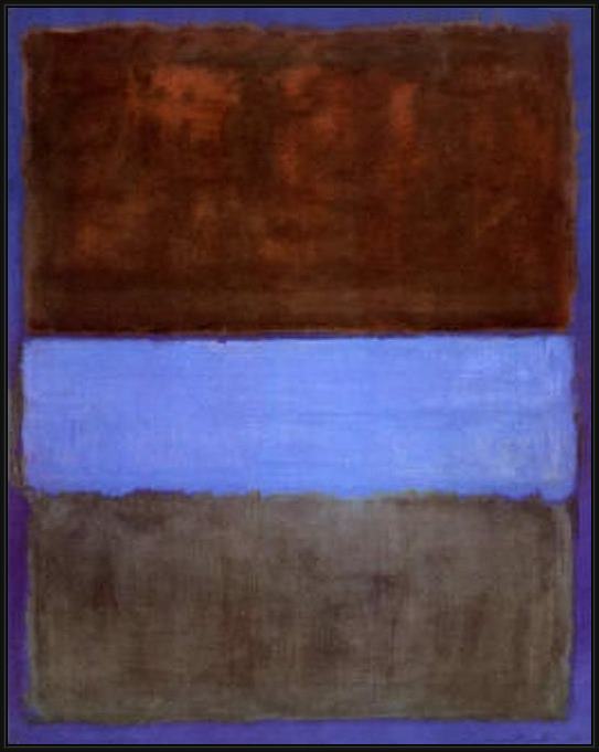 Framed Mark Rothko no 61 brown blue brown on blue c1953 painting