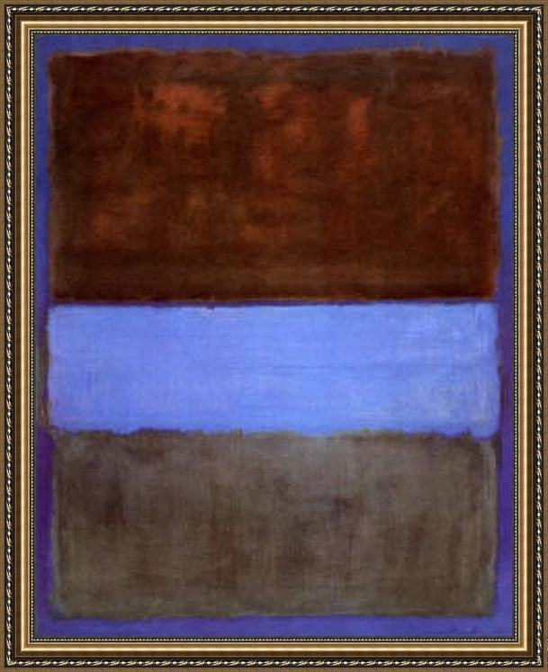 Framed Mark Rothko no 61 brown blue brown on blue c1953 painting