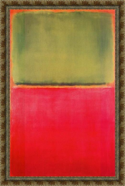 Framed Mark Rothko untitled (green, red, on orange) painting