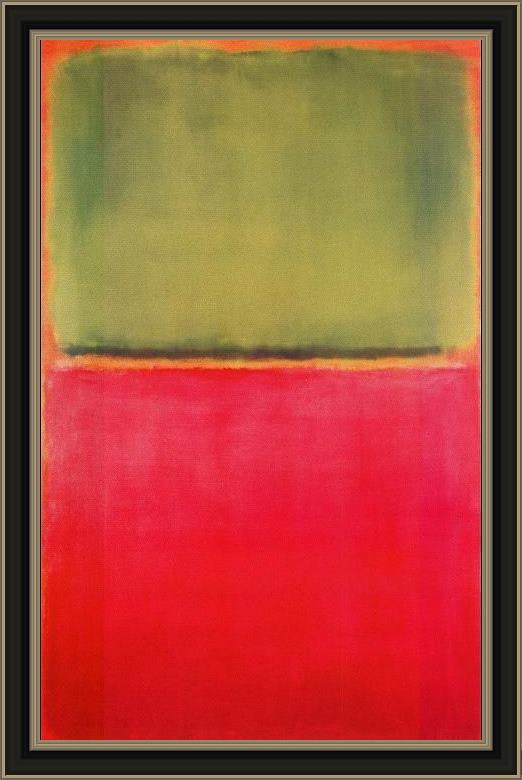 Framed Mark Rothko untitled (green, red, on orange) painting