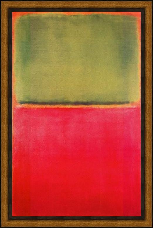 Framed Mark Rothko untitled (green, red, on orange) painting