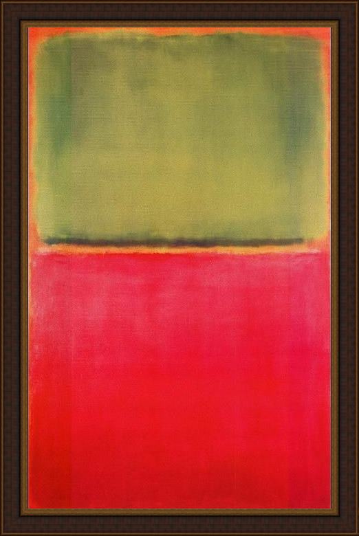 Framed Mark Rothko untitled (green, red, on orange) painting