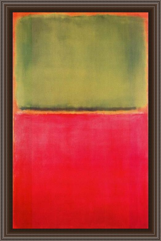 Framed Mark Rothko untitled (green, red, on orange) painting