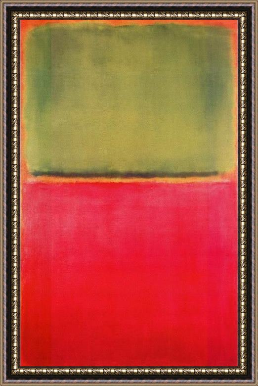 Framed Mark Rothko untitled (green, red, on orange) painting