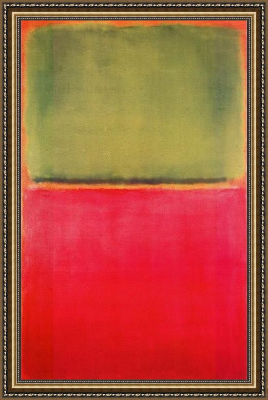 Framed Mark Rothko untitled (green, red, on orange) painting