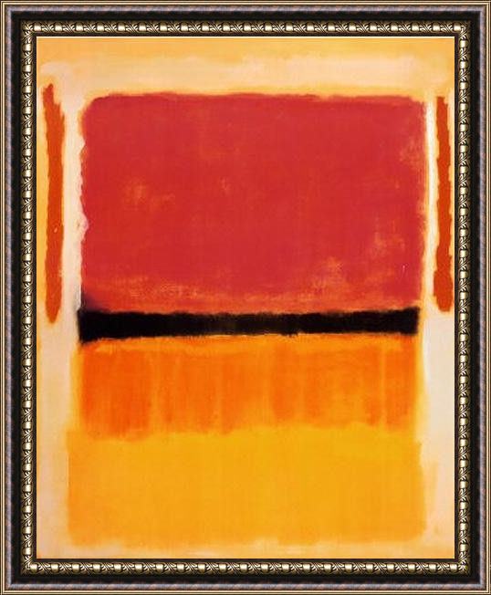 Framed Mark Rothko untitled violet black orange yellow on white and red 1949 painting