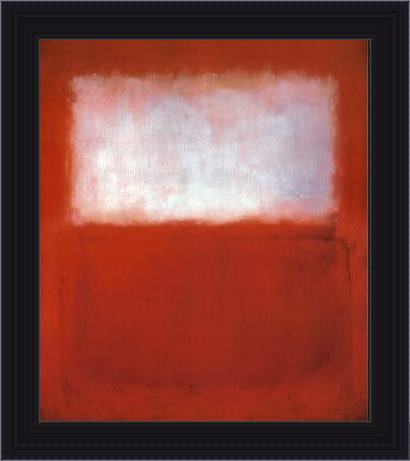 Framed Mark Rothko white over red3 painting