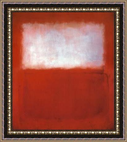 Framed Mark Rothko white over red3 painting